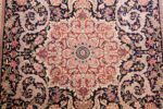 small scatter size navy modern silk persian qum rug 49414 medallion Nazmiyal