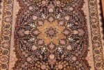 small scatter size silk modern qum persian rug 49407 medallion Nazmiyal