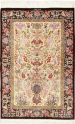 small size modern silk qum persian rug 49405 Nazmiyal