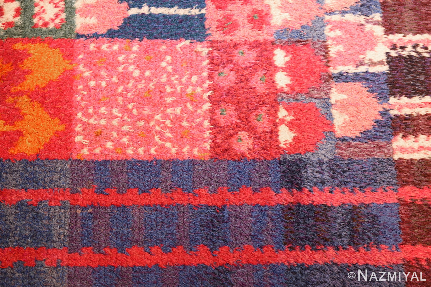 colorful vintage scandinavian rya rug by marianne richter 49438 blue Nazmiyal