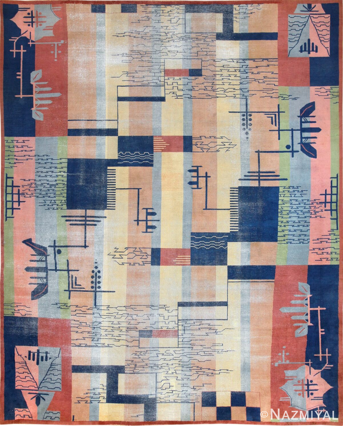 shabby chic antique art deco indian rug 49386 Nazmiyal