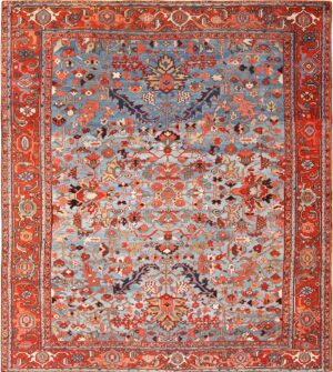 antique blue background heriz persian rug 49374 Nazmiyal