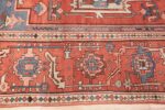 antique red background serapi persian rug 48240 border Nazmiyal