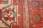antique red background serapi persian rug 48240 side Nazmiyal