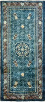 blue background small antique chinese rug 49466 Nazmiyal