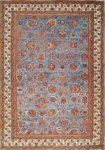 large blue antique agra indian rug 49048 Nazmiyal
