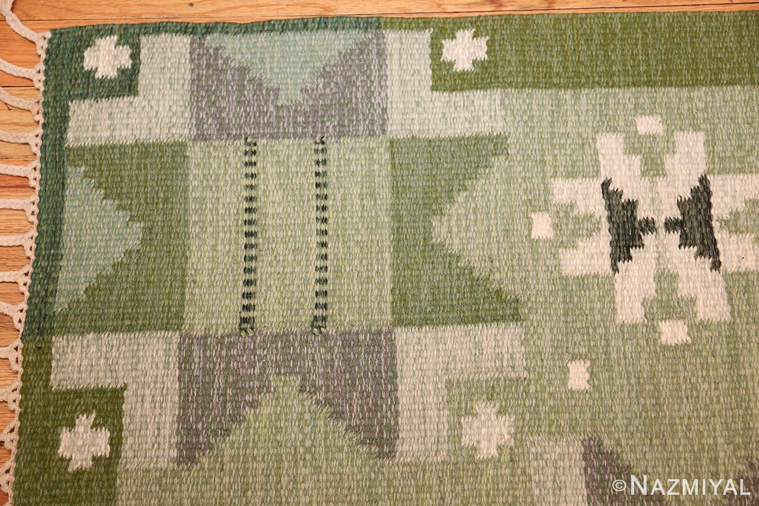 vintage scandinavian kilim by ingegerd silow 49469 corner Nazmiyal