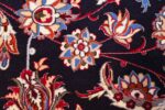 navy background silk and wool isfahan persian rug 49534 flower Nazmiyal