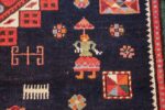 navy blue antique tribal caucasian kazak rug 49507 girl Nazmiyal
