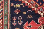 navy blue antique tribal caucasian kazak rug 49507 horse Nazmiyal