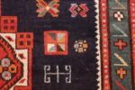 navy blue antique tribal caucasian kazak rug 49507 sign Nazmiyal