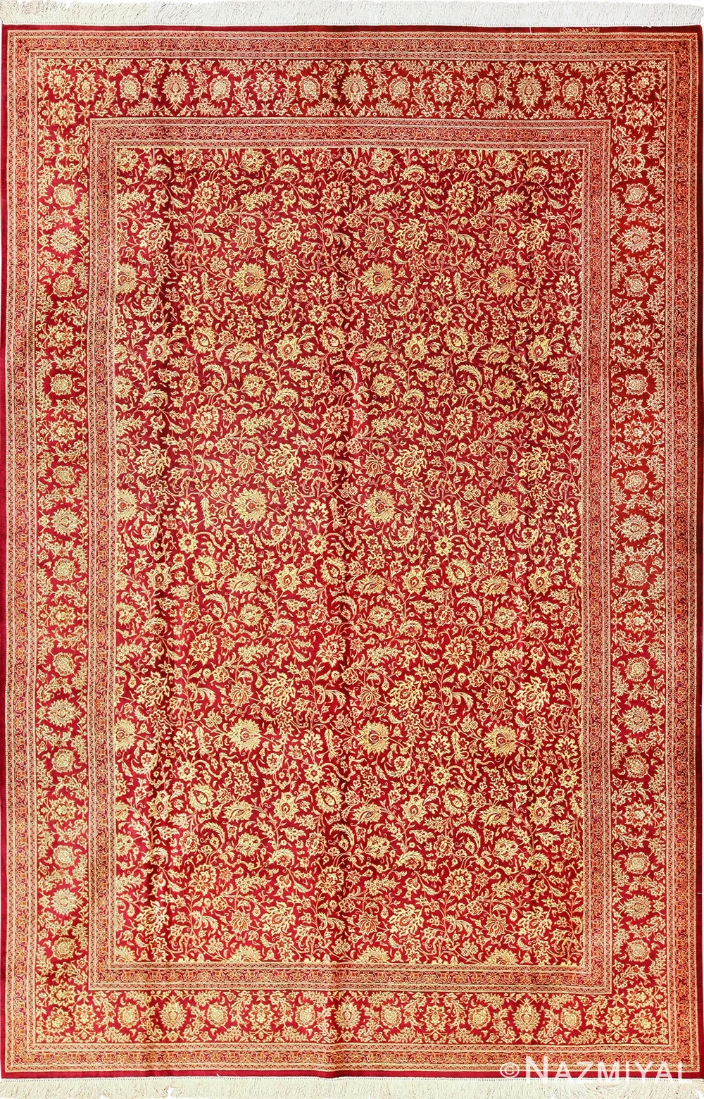 fine room size silk qum persian rug 49533 Nazmiyal