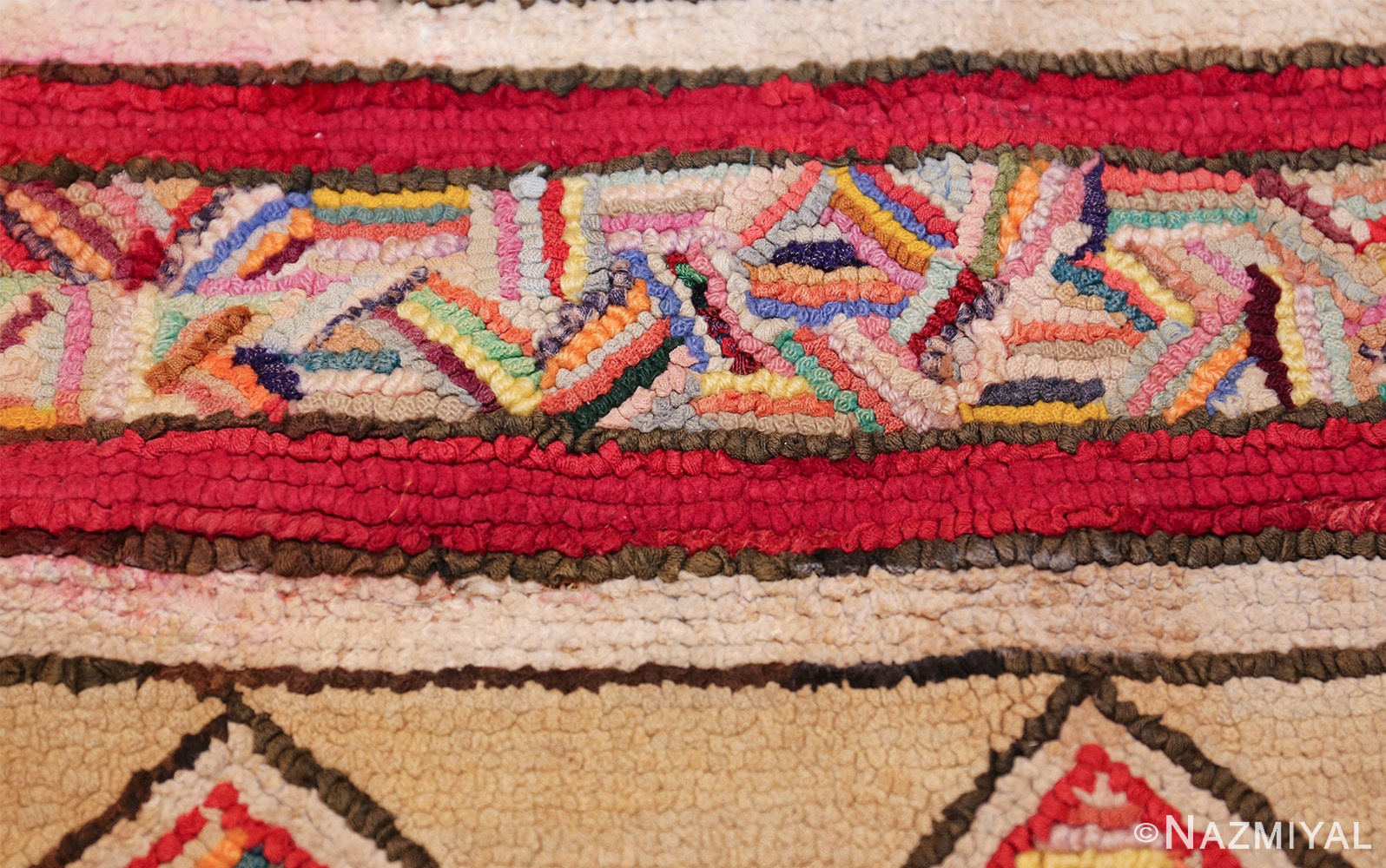 vintage art deco american hooked rug 49525 colorful Nazmiyal