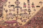 large animal motif antique farahan persian rug 49516 left side Nazmiyal