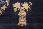 room size navy background antique chinese rug 49474 yellow rose Nazmiyal