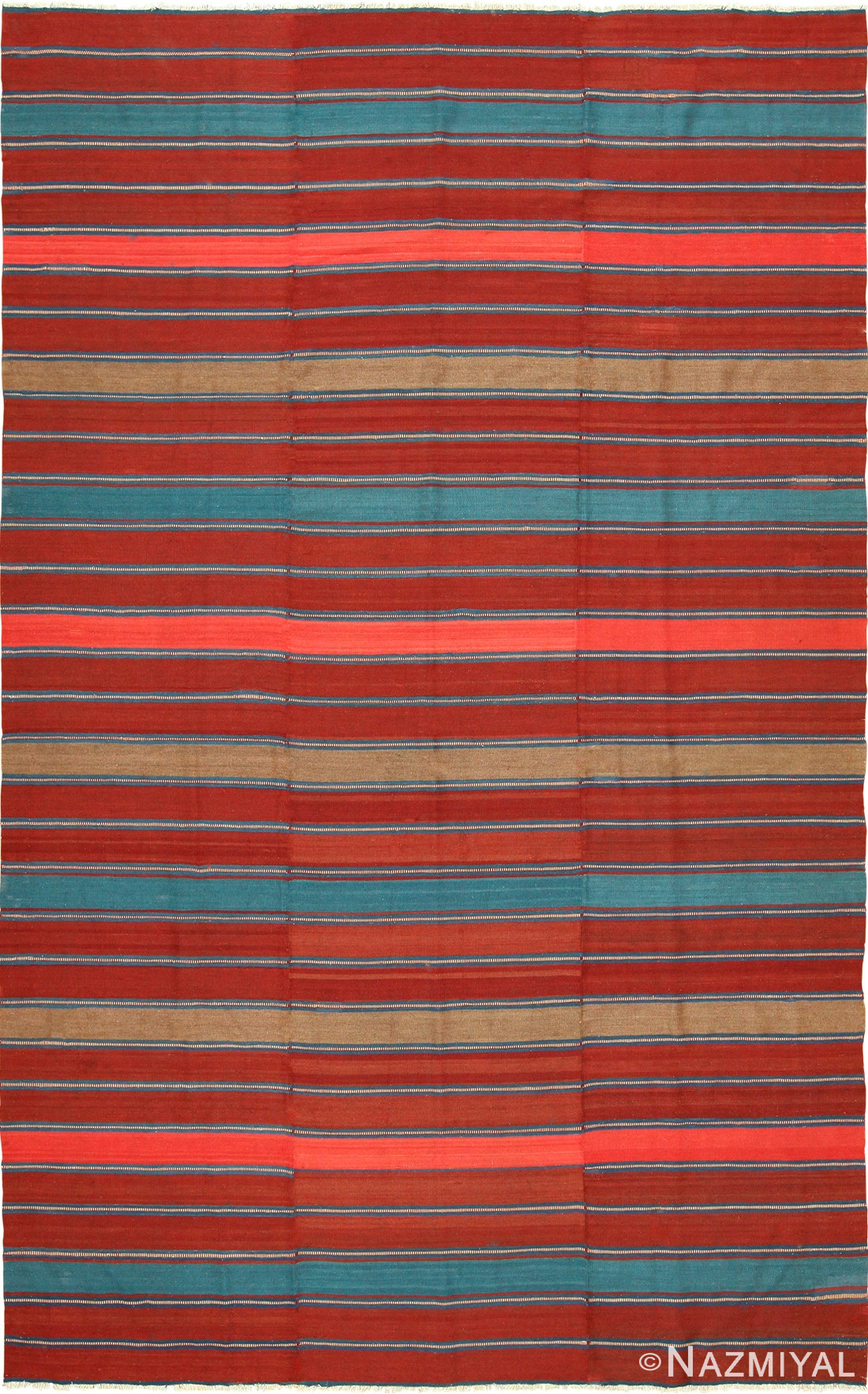 antique flat woven shahsavan caucasian kilim rug 49521 Nazmiyal