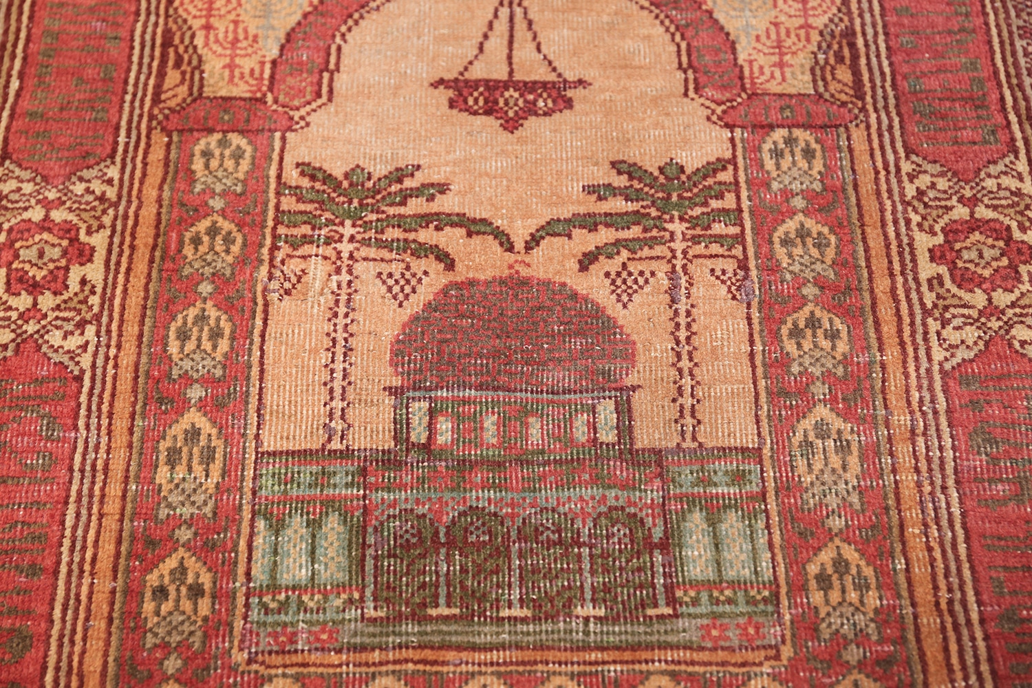 Pictorial Antique Dome Of The Rock Israeli Marbediah Rug 49590
