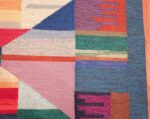 colorful vintage scandinavian kilim rug by agda osterberg 49573 border Nazmiyal