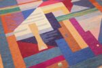 colorful vintage scandinavian kilim rug by agda osterberg 49573 shape Nazmiyal