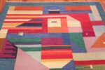 colorful vintage scandinavian kilim rug by agda osterberg 49573 side Nazmiyal