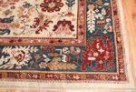 large antique ivory background agra indian rug 49588 corner Nazmiyal