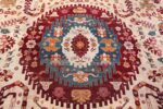 large antique ivory background agra indian rug 49588 medallion Nazmiyal