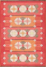 Vintage Flat Woven Kilim Scandinavian Ingegerd Silow Rug 49583 by Nazmiyal