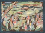 French Vintage Mid Century Horse Racing Tapestry by Lars Gynning 49574 by Nazmiyal