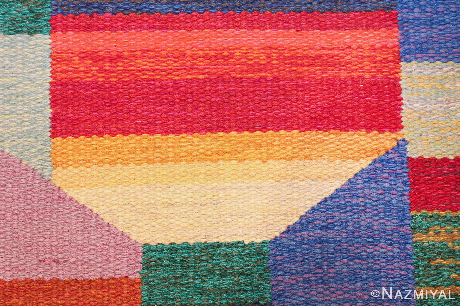 colorful vintage scandinavian kilim rug by agda osterberg 49573 colors Nazmiyal