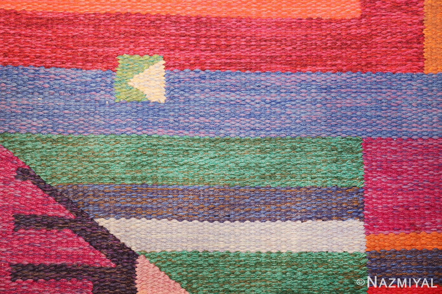 colorful vintage scandinavian kilim rug by agda osterberg 49573 triangle Nazmiyal