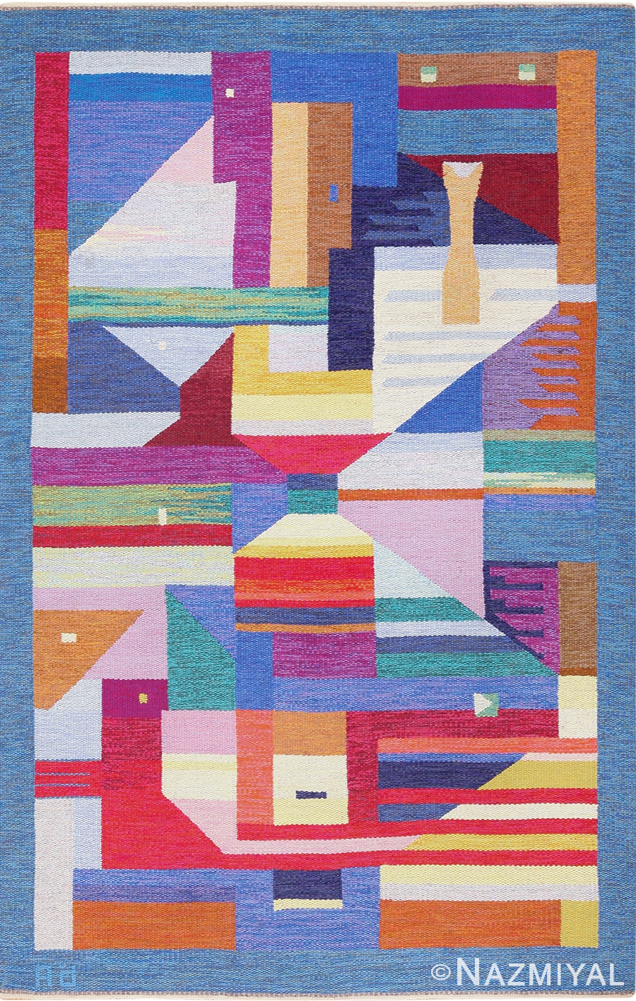 Colorful Vintage Scandinavian Agda Osterberg Kilim Rug 49573 by Nazmiyal