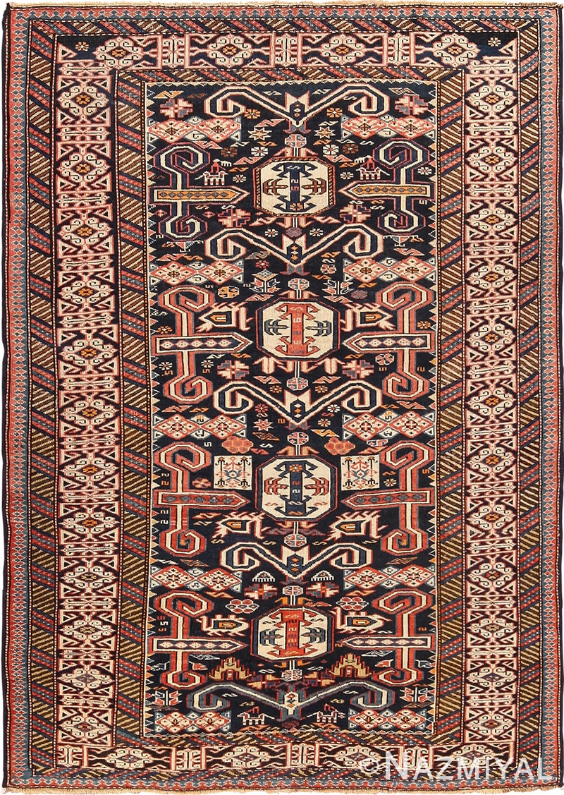 Small Size Antique Tribal Perpedil Caucasian Rug 49540 by Nazmiyal