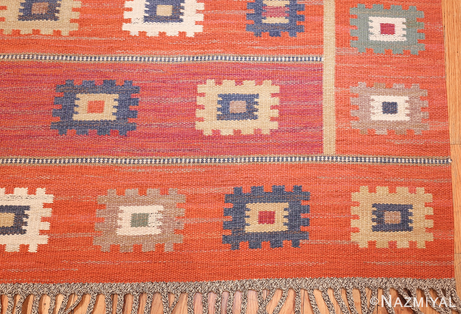 vintage flat woven marta maas scandinavian rug 49568 corner Nazmiyal