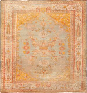 Square Antique Turkish Shabby Chic Angora Oushak Rug 49484 by NAzmiyal