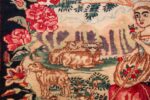 antique square small size kerman persian rug 49614 sheep Nazmiyal