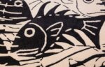 black and white vintage maurits escher designed scandinavian fish rug 49662 black Nazmiyal