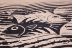 black and white vintage maurits escher designed scandinavian fish rug 49662 closeup Nazmiyal