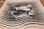 black and white vintage maurits escher designed scandinavian fish rug 49662 field Nazmiyal