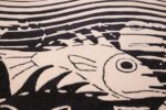 black and white vintage maurits escher designed scandinavian fish rug 49662 white Nazmiyal