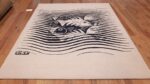 black and white vintage maurits escher designed scandinavian fish rug 49662 whole Nazmiyal