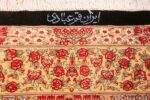 floral silk vintage qum persian rug 49622 signature Nazmiyal