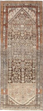 Geometric Designed Antique Tribal Persian Malayer Runner Rug 49629 by Nazmiyal