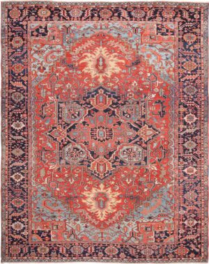 Large Antique Geometric Persian Heriz Rug 49654 by Nazmiyal