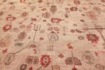 large ivory background antique oushak turkish rug 49658 blue Nazmiyal