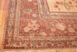 large ivory background antique oushak turkish rug 49658 corner Nazmiyal