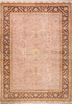 Large Light Pink Silk and Wool Vintage Persian Tabriz Rug 60014 by Nazmiyal