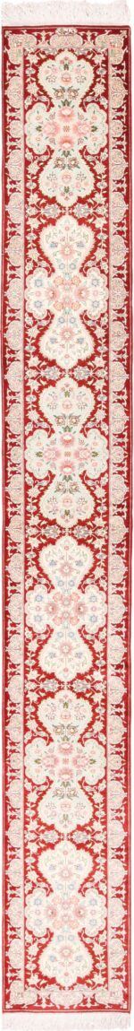 Narrow Vintage Red Persian Silk Qum Rug Runner 49603 by Nazmiyal
