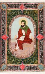 Pictorial Imam Ali Silk and Wool Vintage Tabriz Persian Rug 49613 by Nazmiyal