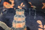 round antique navy background chinese rug 49593 pile Nazmiyal
