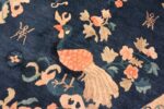 round antique navy background chinese rug 49593 rooster Nazmiyal